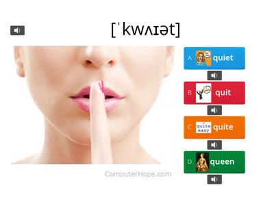 Phonetic Spelling; qu- words; Pronunciation; Quiz