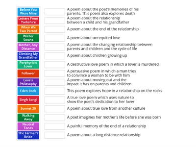 Love and Relationships matching activity