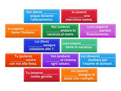 Verbi irregolari 2 (andare, fare, servili...)