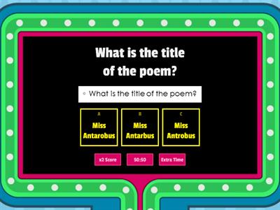 Quiz (Miss Antrobus Poem)