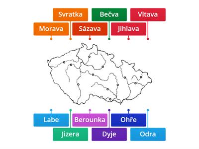 Řeky ČR - slepá mapa