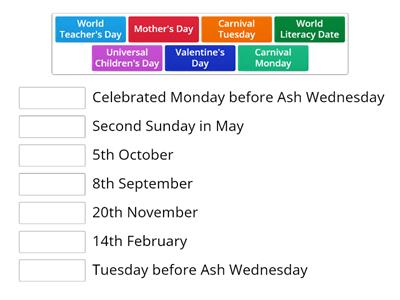 Important Dates/Celebrations 