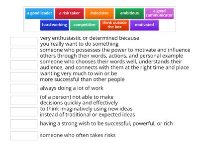 Leadership and Personal qualities
