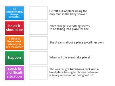 Proficiency Objective- U8- phrases with place: