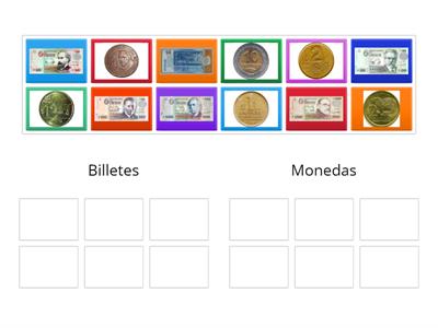 Clasificar billetes y monedas