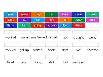 Match the verbs with their past tense!