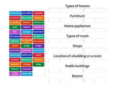 Vocabulary: house, furniture, city, shops