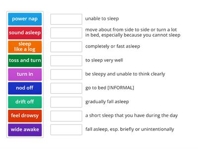 Expression related to sleep - matching activity