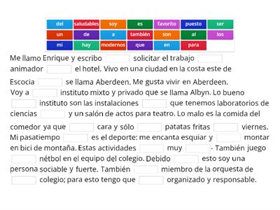 N5 Spanish Job Application Part 1