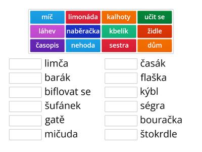 Slova spisovná a nespisovná - přiřaď 