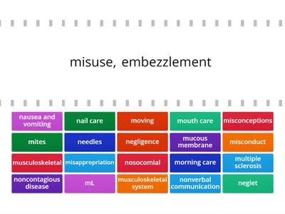 CNA Exam Vocab - M#2-N#1 (misappropriation-nosocomial)