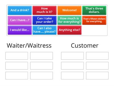 Customer or waiter/waitress? - 5th grade