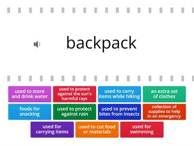  Book 4R Lesson 10 What Will You Pack? Find The Match