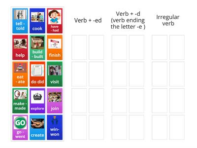 past tense verb sort