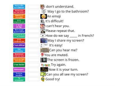 French Expressions used during Online Classes
