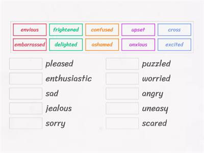 Solutions Pre 1A Feelings synonyms