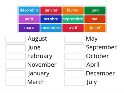 French - months of the year