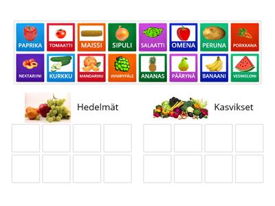 Puheterapia NIMEÄ JA LUOKITTELE HEDELMÄT JA VIHANNEKSET