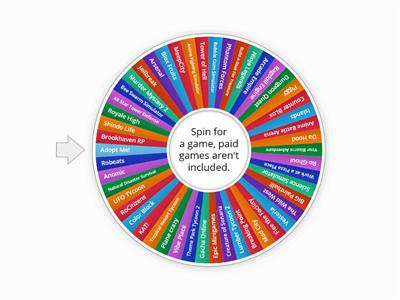 Roblox Category: Popular Worldwide Random Game Wheel