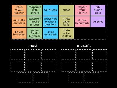 Must mustn't - classroom rules