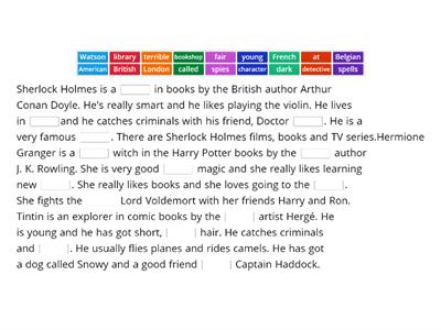 Popular characters from books and films (5th Grade)
