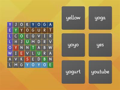 Word Search - Letter Yy