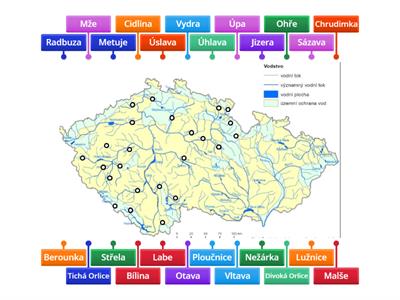 Vodstvo ČR - říční síť - povodí Labe