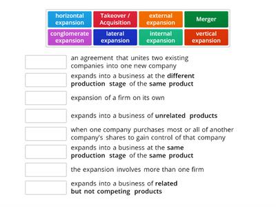 Expansion of Firms --- Definition matching game
