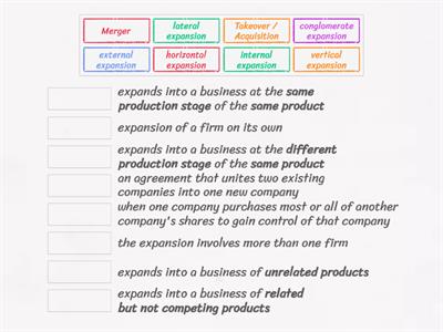 Expansion of Firms --- Definition matching game