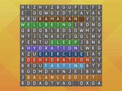 Healthy lifestyles wordsearch