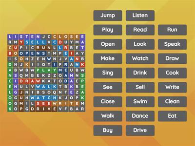 A2. Action Verbs : Wordsearch
