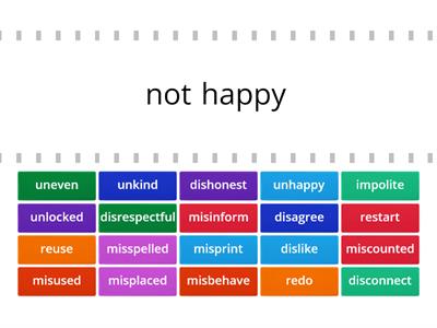 Prefixes of verbs, adjectives