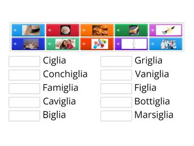 Pronuncia il suono "gl" - parole in "iglia"