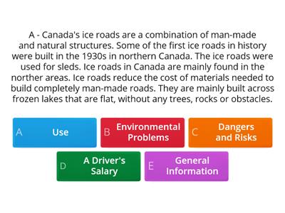 Ice Roads of Canada - READING for gist - CB page 49