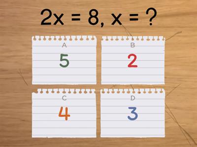 simple algebra quiz