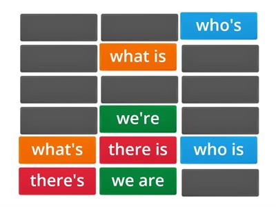 Match the words to the contraction ('s, 've, 're)