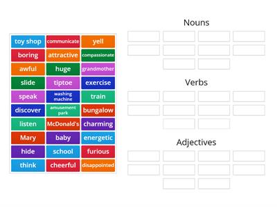 Nouns, Verbs and Adjectives