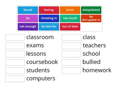 Problems at school - vocabulary