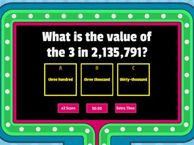 Place Value of Digits up to a million