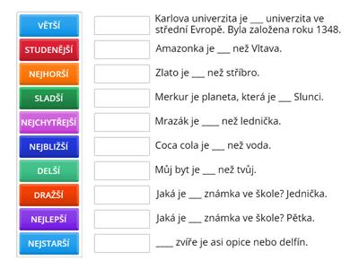 STUPŇOVÁNÍ PŘÍDAVNÝCH JMEN – DOPLŇOVÁNÍ