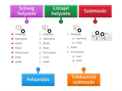 Felsorolás, számozás