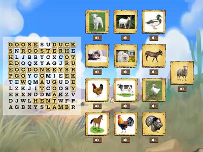  Farm animals (wordsearch)