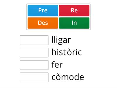 Prefixos in-, des-, pre-, re-   4t primària