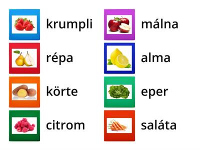 zöldségek-gyümölcsök nevei