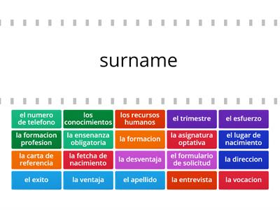 9A; Applying for Work/Study - Nouns