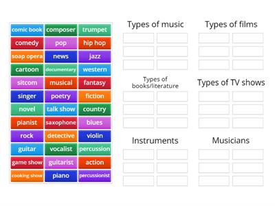 Vocabulary: music, film, TV, books