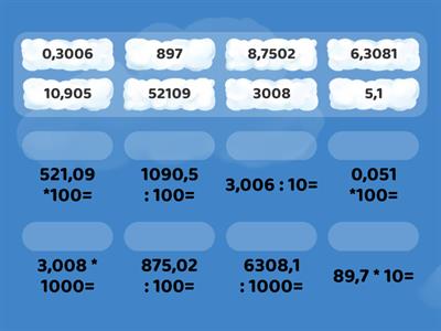 Tizedes törtek szorzása-osztása 10-zel, 100-zal, 1000-rel