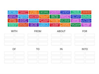 Verb/Preposition sentences