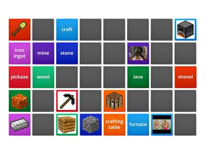 Minecraft vocabluary (matching pairs)