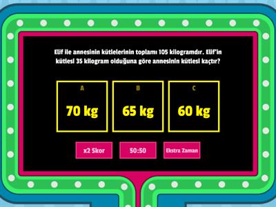 Kilogram ve Gramla İlgili Problem çözelim 